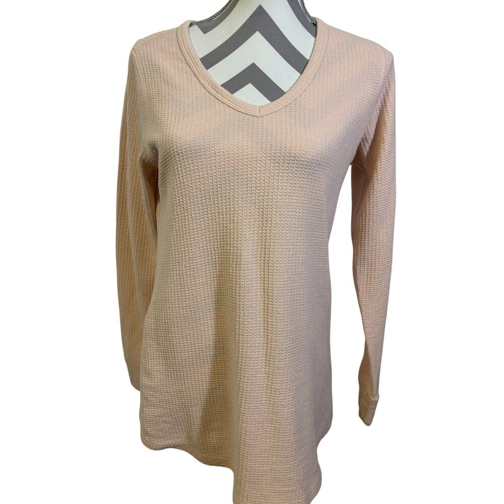 Columbia Waffle Knit Pink Long Sleeve Base Layer Small Round Neck